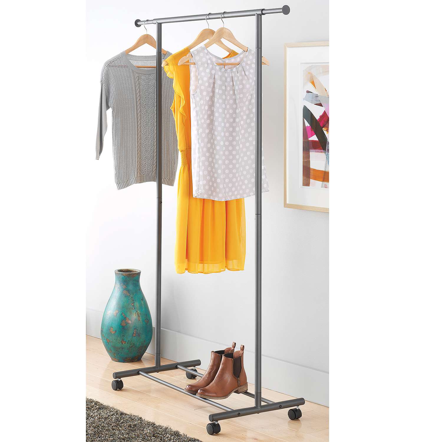 Adjustable Garment Rack With Wheels – Gunmetal - Image 2