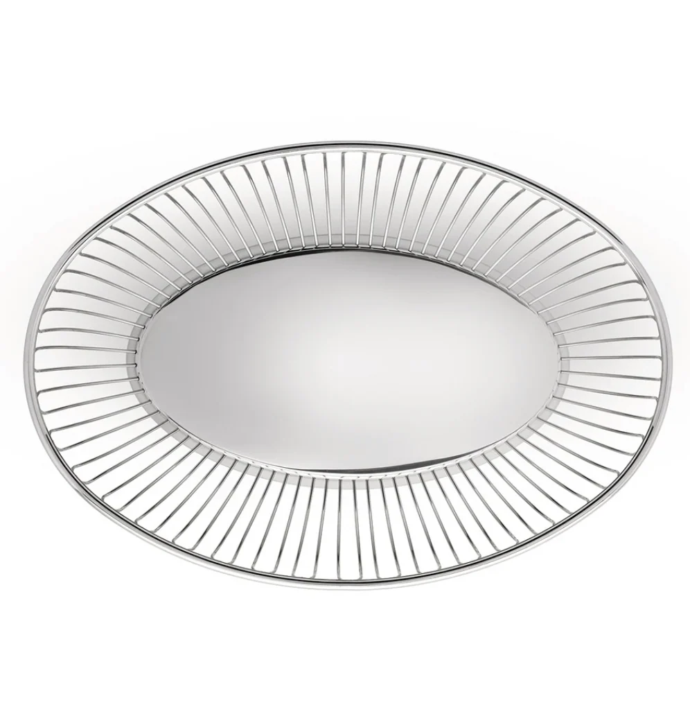 Alessi "829" Oval Wire Metal Basket – 11"x 8" –  Polished Stainless - Image 3