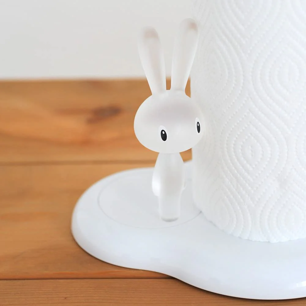 Alessi Bunny & Carrot Kitchen Paper Towel Holder – White - Image 2