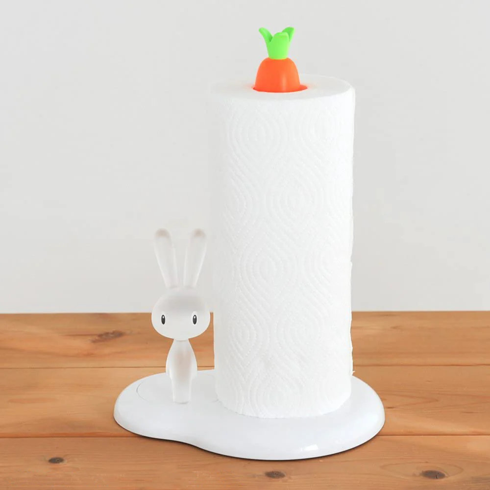 Alessi Bunny & Carrot Kitchen Paper Towel Holder – White - Image 3
