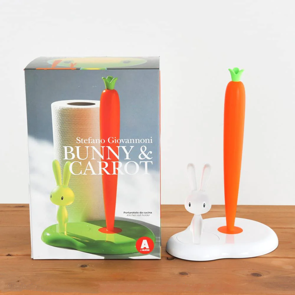 Alessi Bunny & Carrot Kitchen Paper Towel Holder – White - Image 5
