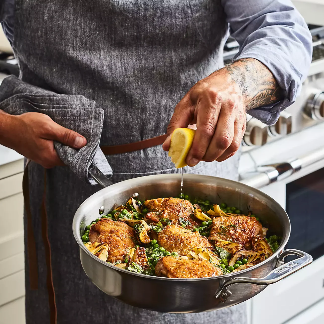 All-Clad D5 Brushed Stainless Steel Saute Pan With Lid – 3qt - Image 5