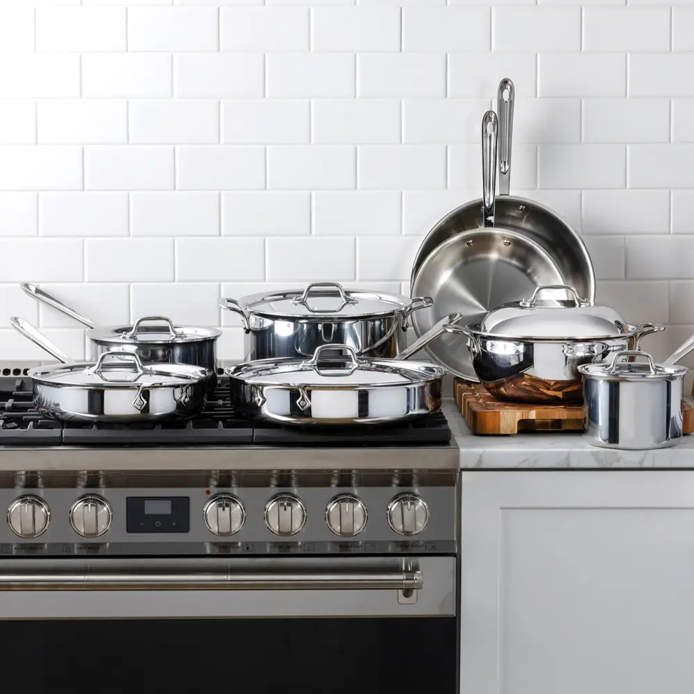 All-Clad #401716L D3 Stainless 3-ply Bonded Cookware Set – 14 pc. Set - Image 3