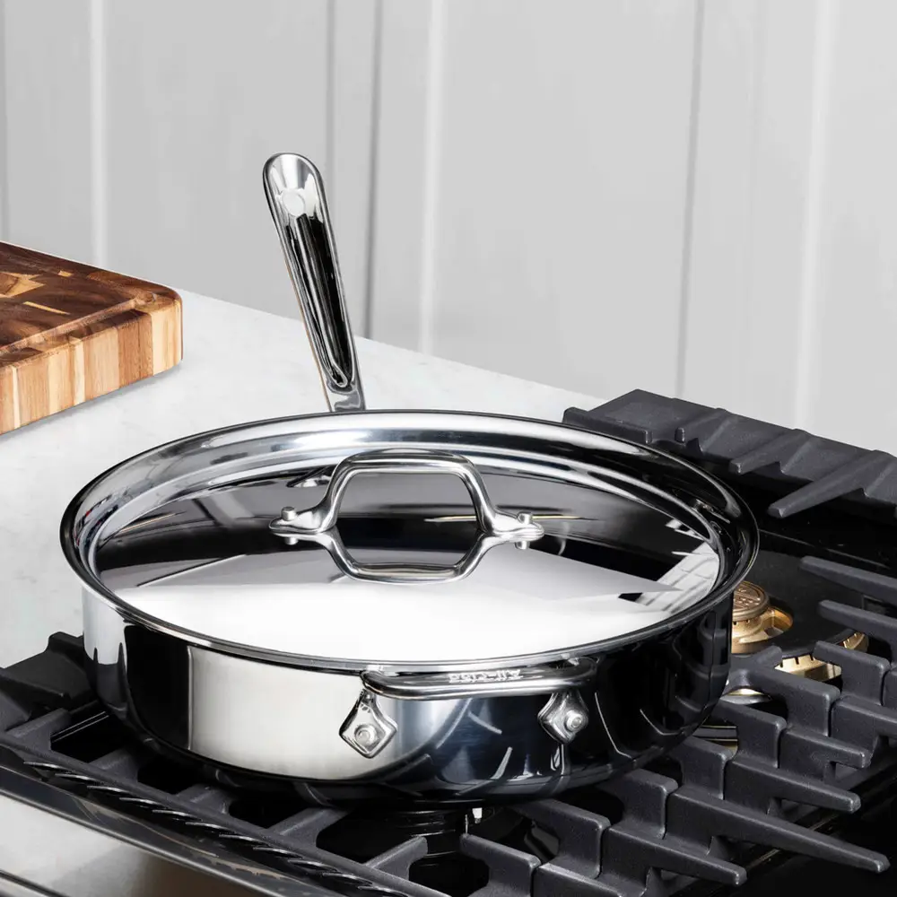 All-Clad D3 Stainless Steel 6-Quart Sauté Pan With Lid - Image 6