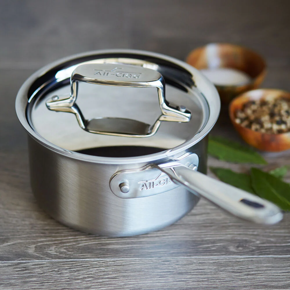 All-Clad D5 Brushed Stainless Steel Saucepan With Lid– 1.5 QT - Image 4