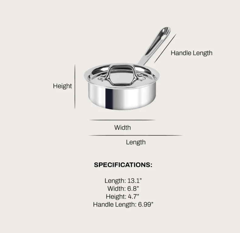 All-Clad Stainless Sauce Pan With Solid Spoon – 1 QT. - Image 2