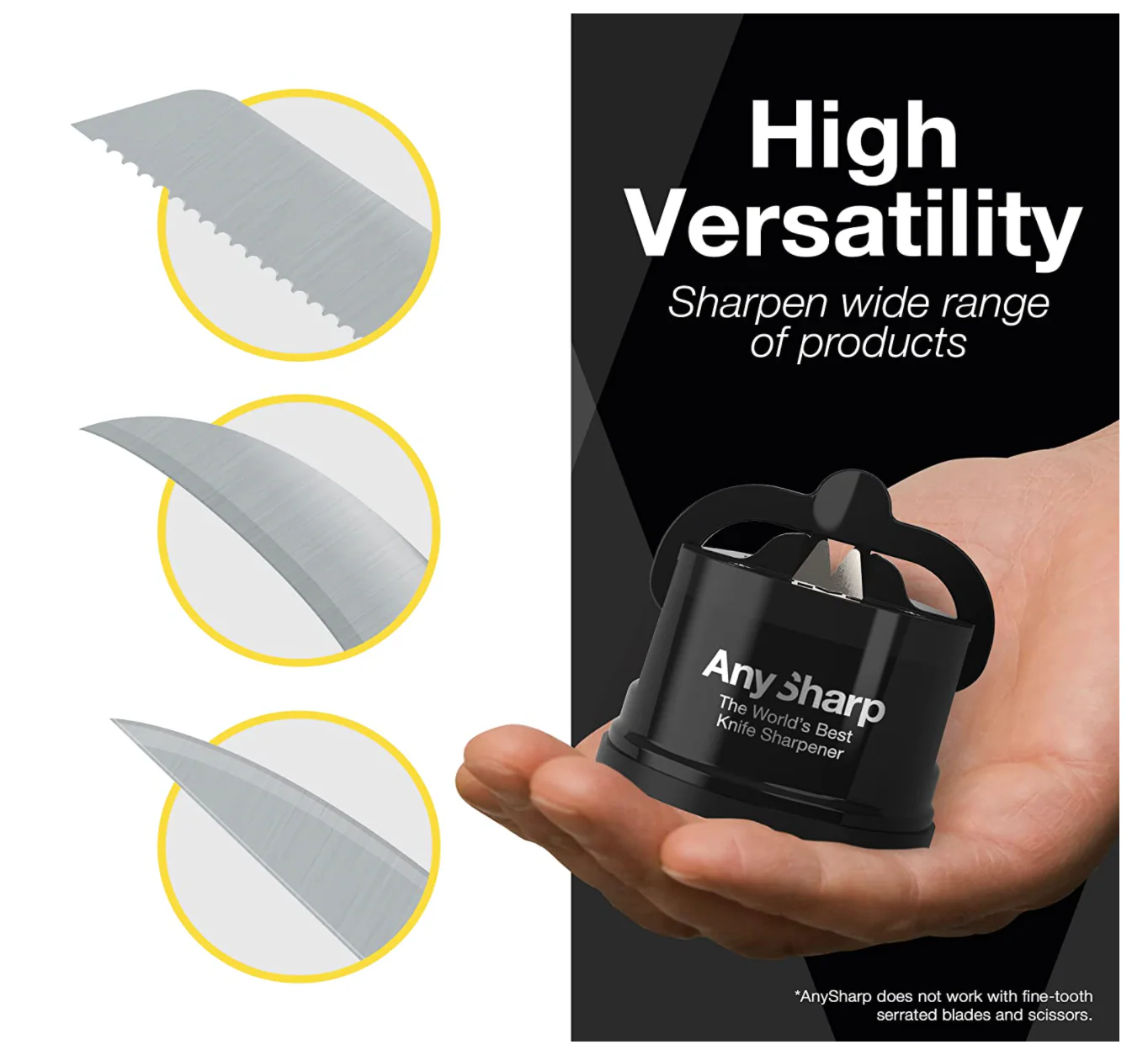 AnySharp Pro Knife One Handed Use Sharpener With Power Grip Surface – Black - Image 3