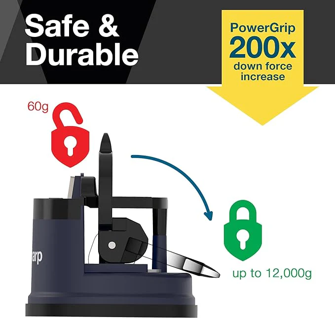 AnySharp Pro Knife One Handed Use Sharpener With Power Grip Surface – Navy - Image 4