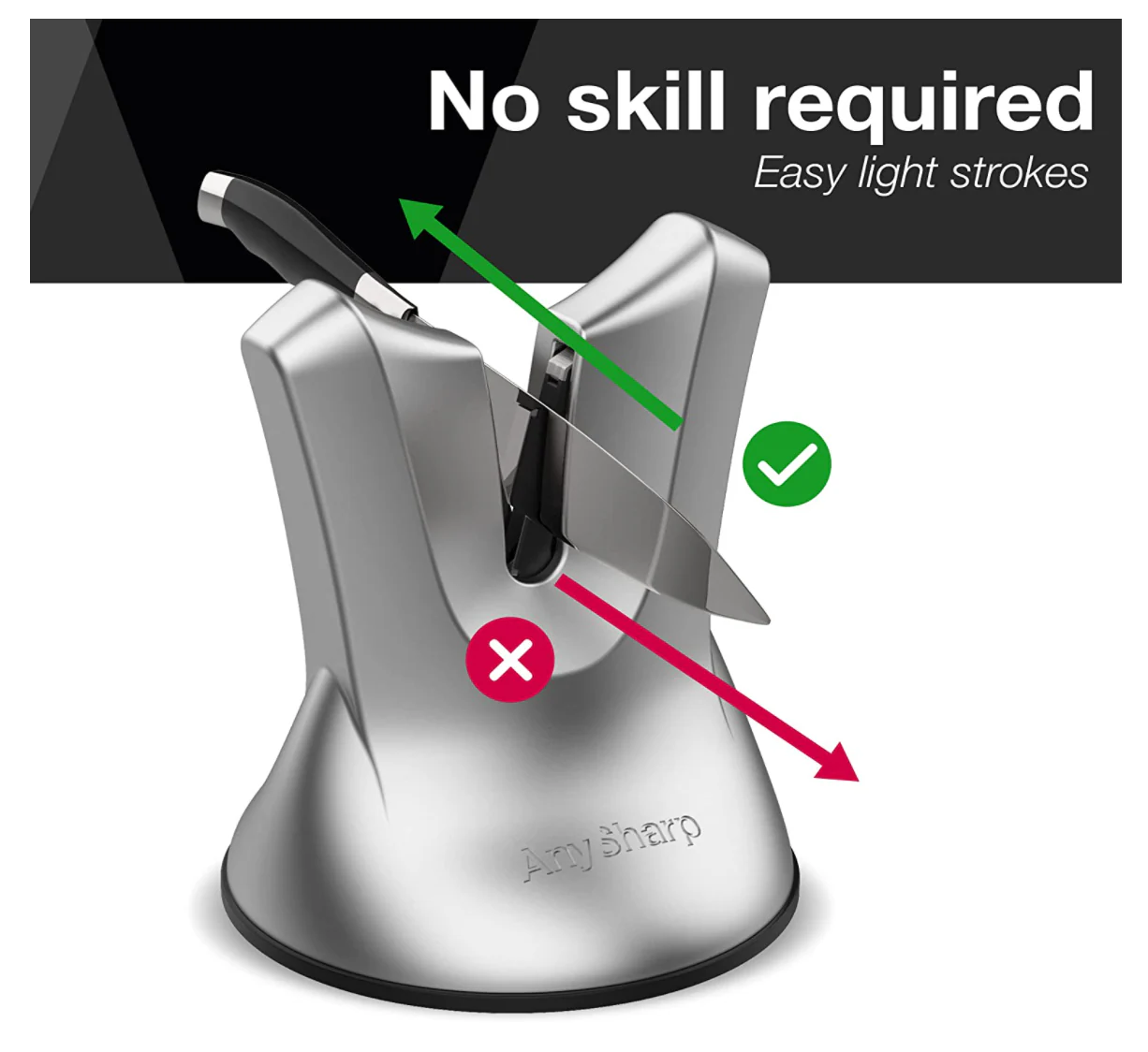 AnySharp XBlade Professional Knife Sharpener with PowerGrip – Satin Silver - Image 3