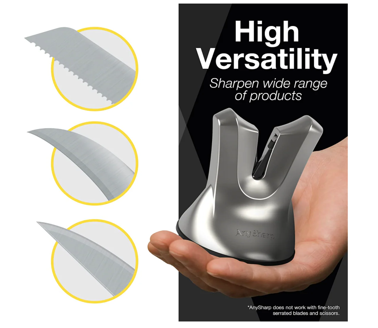 AnySharp XBlade Professional Knife Sharpener with PowerGrip – Satin Silver - Image 4