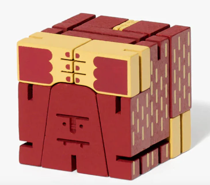 Areaware Cubebot Cryptoids Wooden Toy Robot Puzzle –  Sasquatch - Image 3