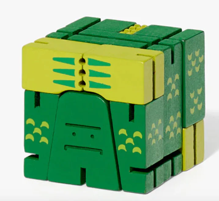 Areaware Cubebot Cryptoids Wooden Toy Robot Puzzle – Swamp Creature - Image 3