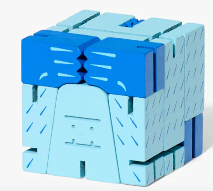Areaware Cubebot Cryptoids Wooden Toy Robot Puzzle –  Yeti - Image 3