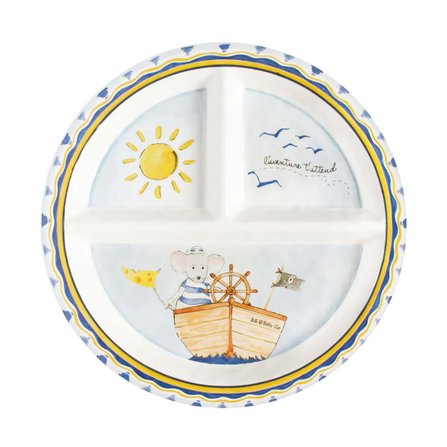 Baby Cie Melamine Round Sectioned Plate for Kids – Adventure Awaits