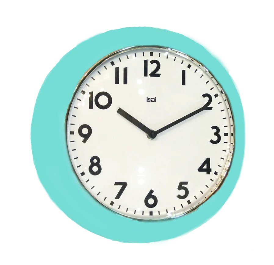 Bai Retro Wall Clock – 9.5" – Turquoise