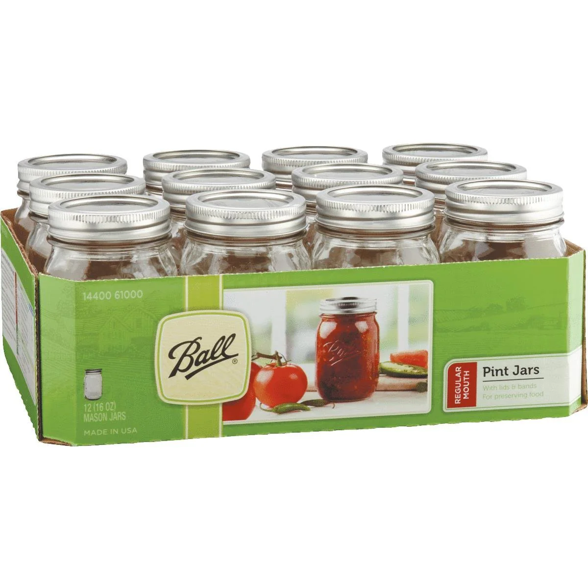 Ball Regular Mouth 16oz Mason Canning Jar β Case of 12