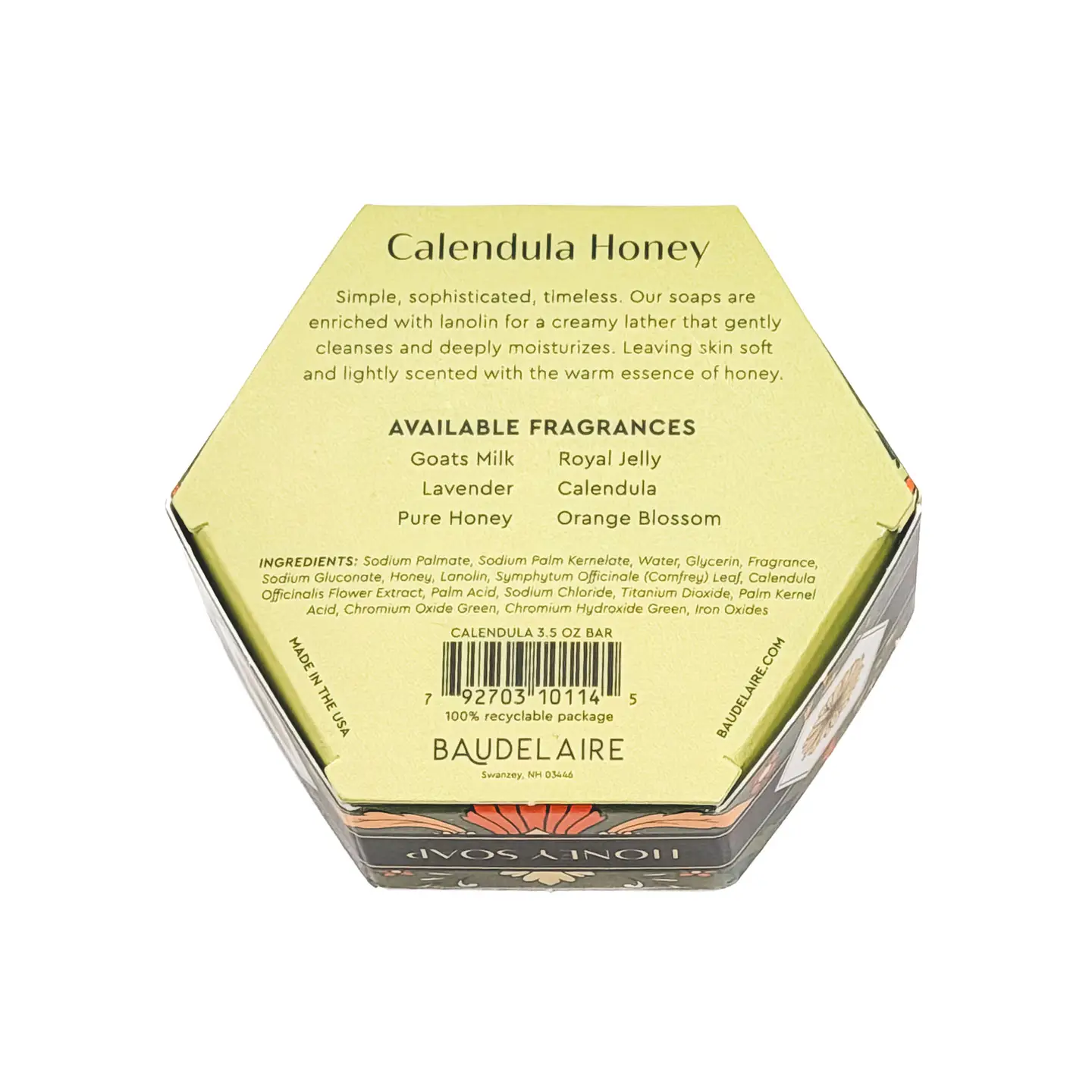 Baudelaire Calendula Honey Bar Soap – 3.5oz - Image 4