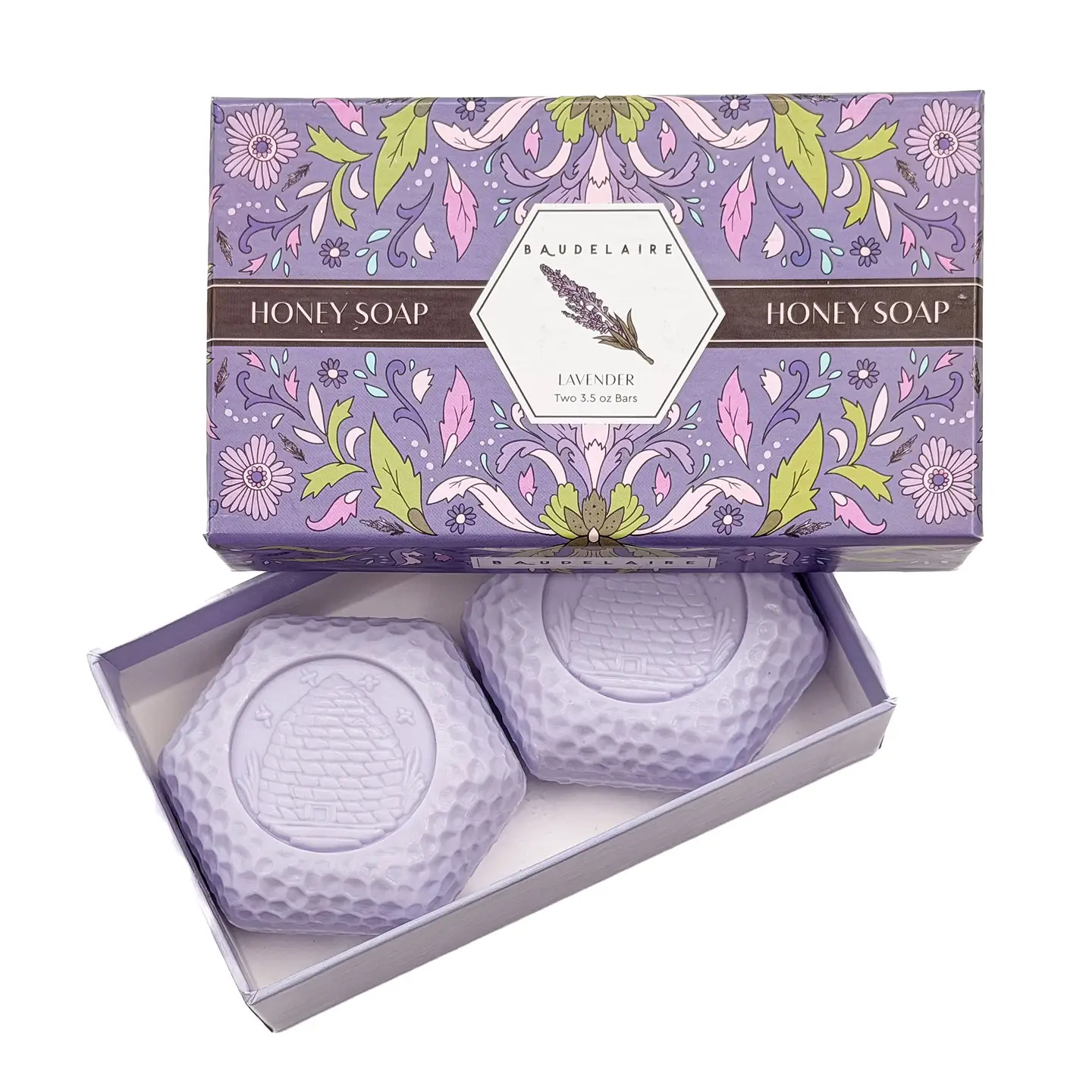 Baudelaire Lavender Honey Bar Soap โ 3.5oz โ 2 Bar Gift Box