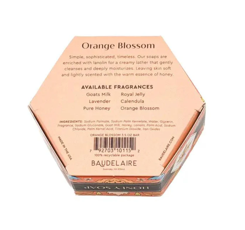 Baudelaire Orange Blossom Honey Bar Soap – 3.5oz - Image 4