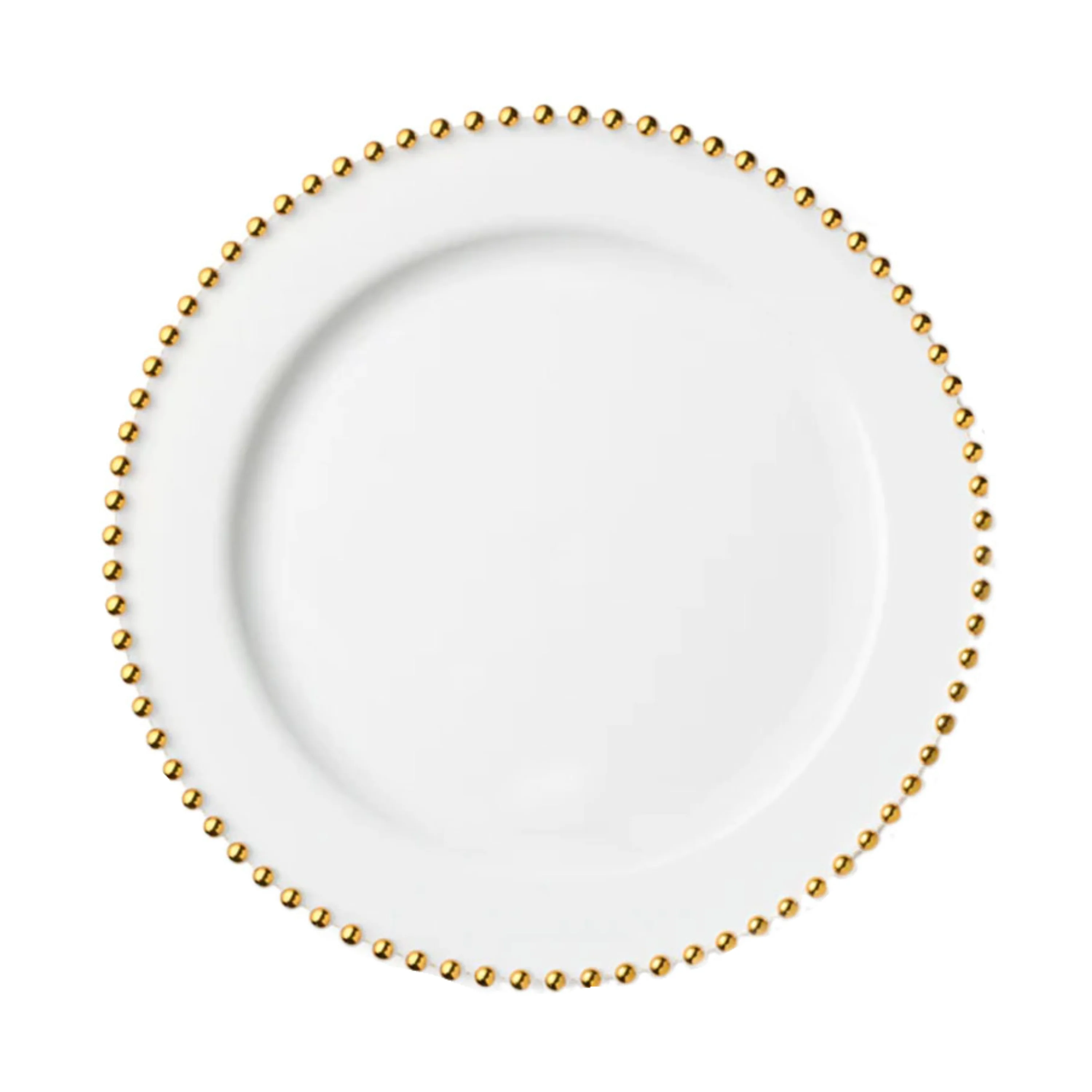 Beaded Premium Plastic Salad & Desert Plates – White With Gold Trim - 7.75" – Set of 10