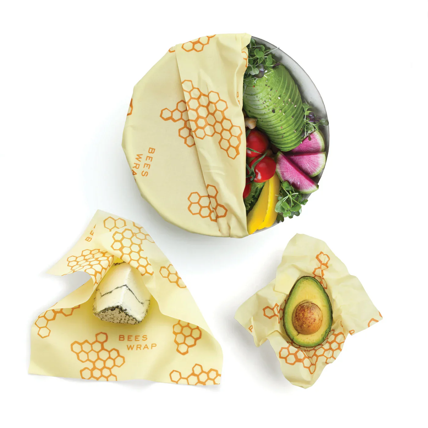 Bees Wrap Eco Friendly Food Storage Wrap – Assorted 3Pk – Honeycomb - Image 2