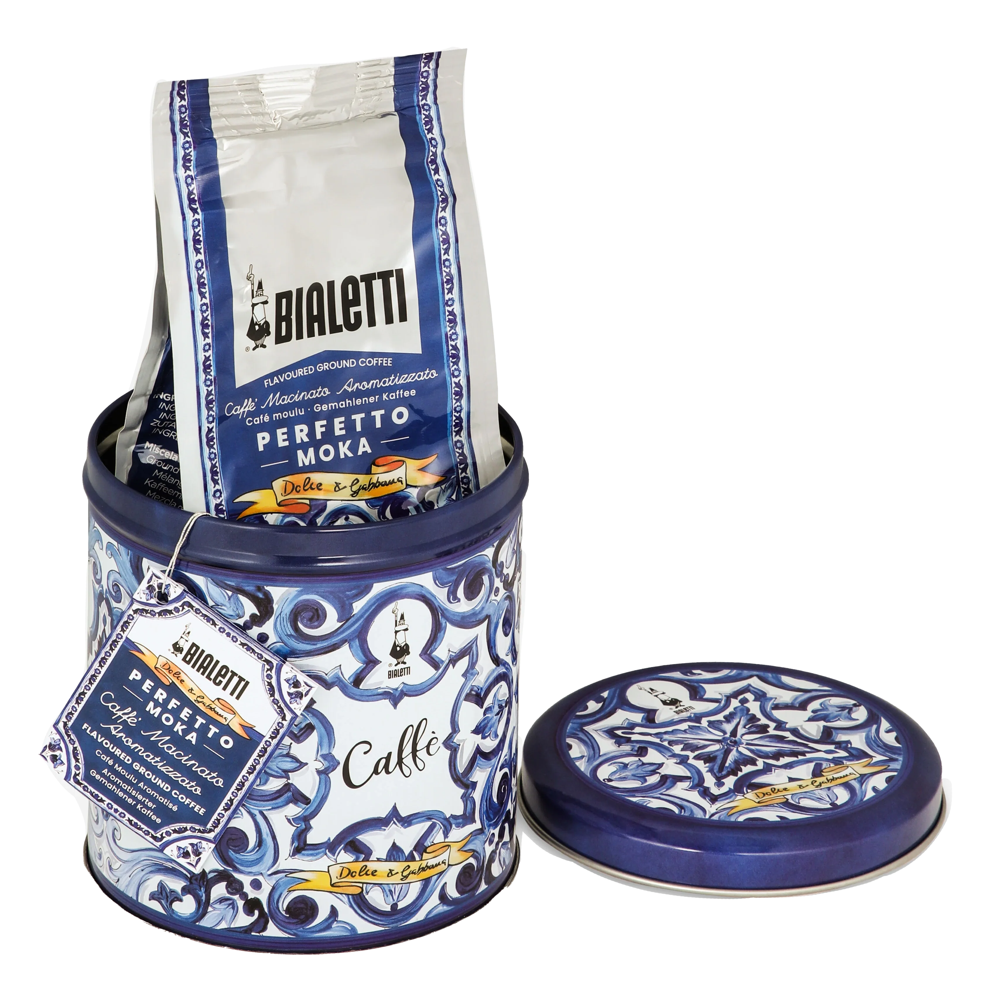 Bialetti Dolce & Gabbana Irresistibile Ground Coffee & Collectible 200g Tin Canister – Mediterranean Blue