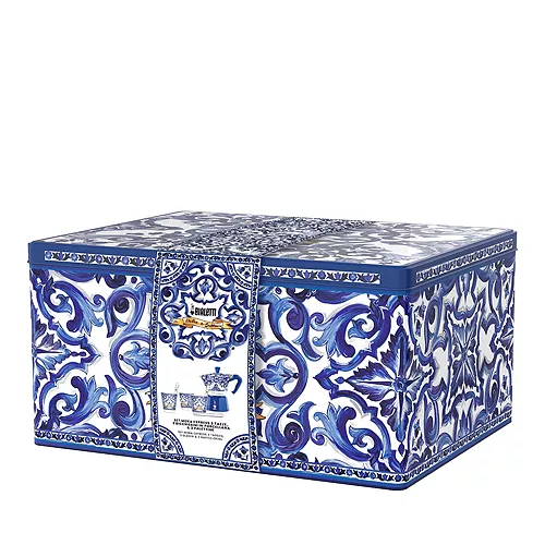 Bialetti Moka Express Dolce & Gabbana 3-Cup Coffee Maker  Gift Set – Mediterranean Blue - Image 3