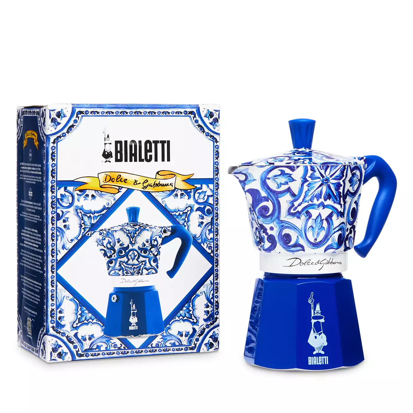 Bialetti Moka Express Dolce & Gabbana Stovetop Espresso Maker – 6 Cup – Mediterranean Blue - Image 2