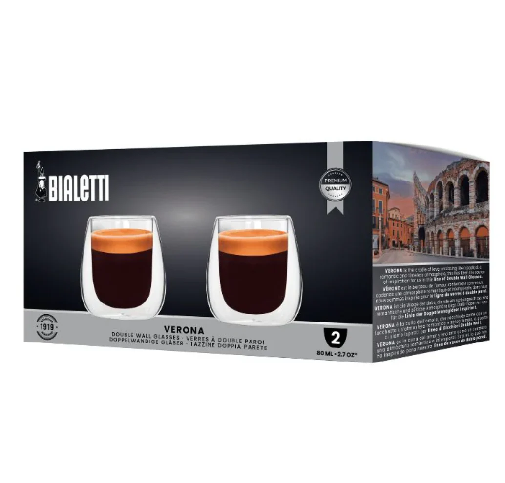 Bialetti Verona Double Wall Glasses – 80 Ml – Set of 2