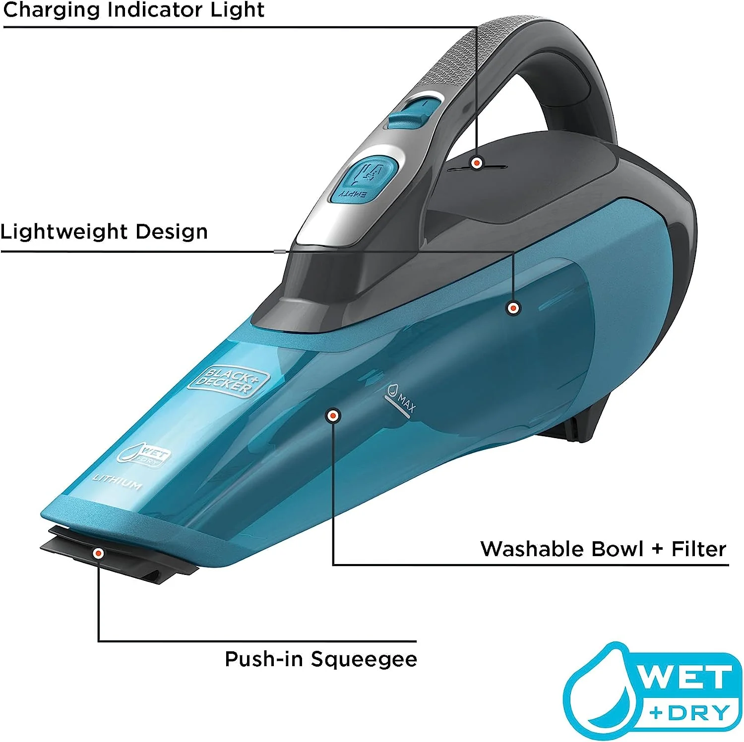 Black and Decker Dustbuster AdvancedClean Cordless Wet/Dry Handheld Vacuum - Image 2