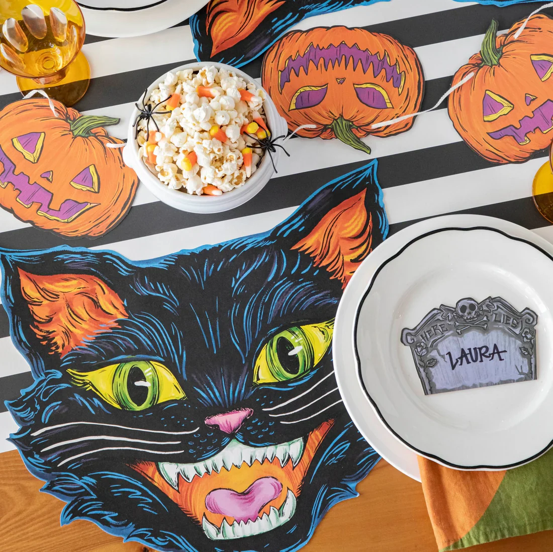 Black Cat Die-Cut Paper Placemats - 12 Per Package - Image 2