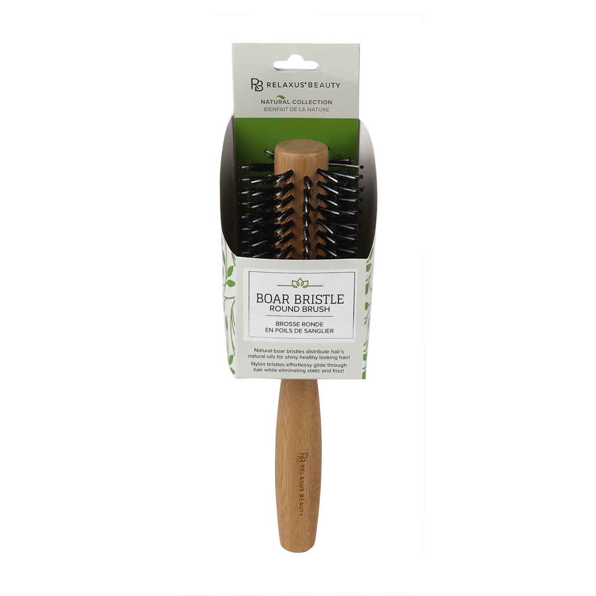 Boar & Nylon Bristle Bamboo Round Hair Brush - Image 3