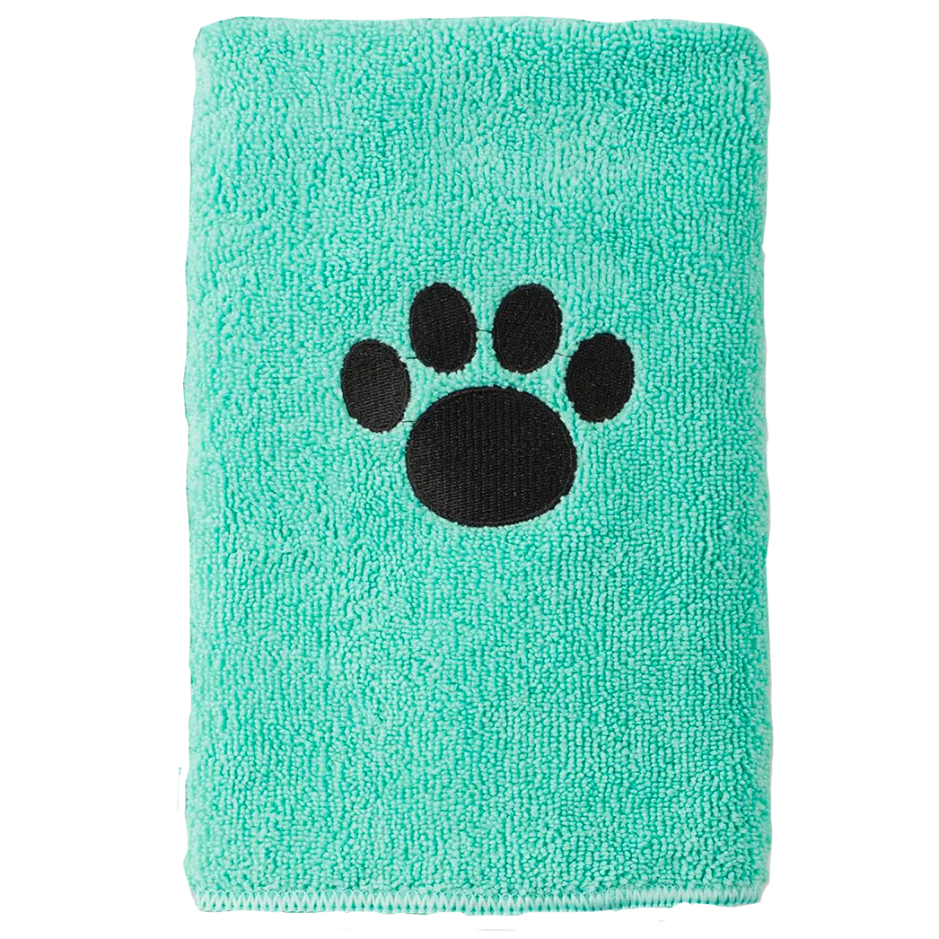Bone Dry Pet Grooming Towel Embroidered Absorbent Microfiber – 15" x 30" Aqua