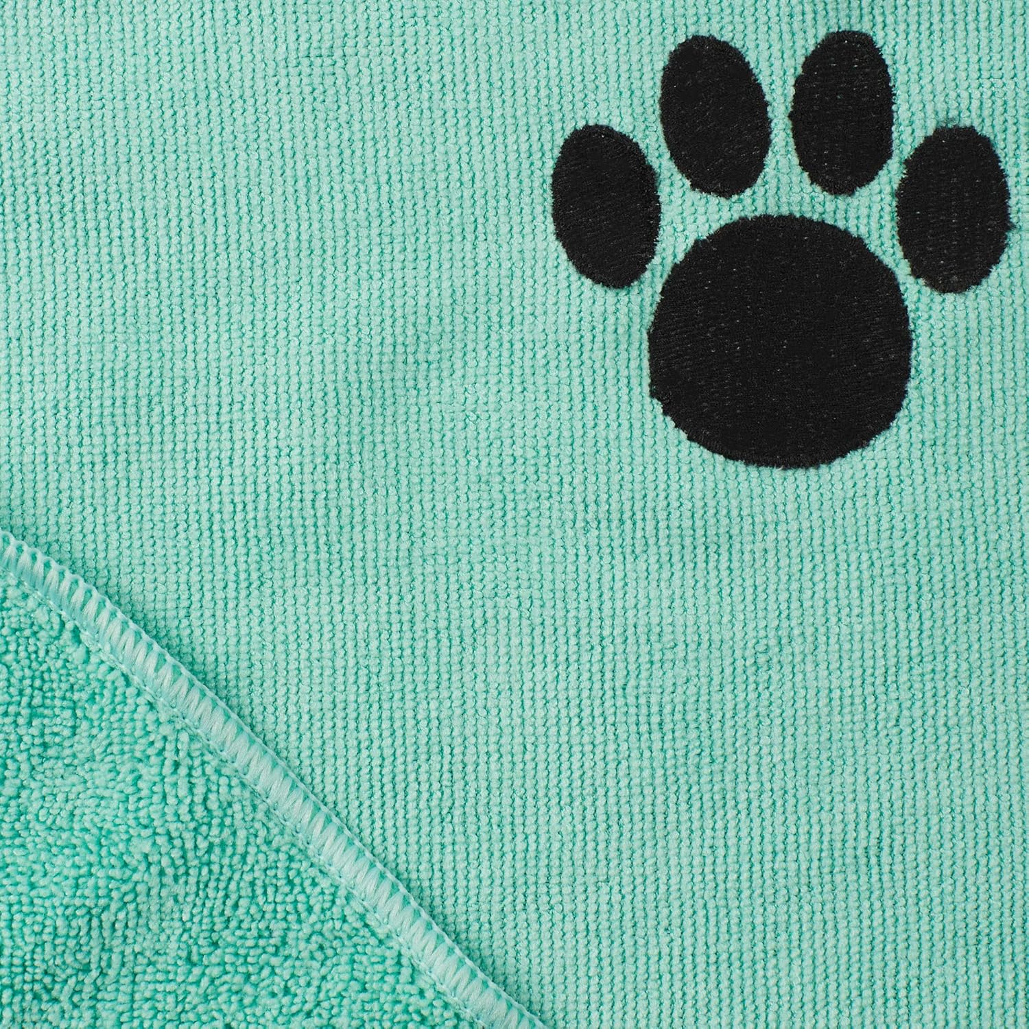 Bone Dry Pet Grooming Towel Embroidered Absorbent Microfiber – 15" x 30" Aqua - Image 2