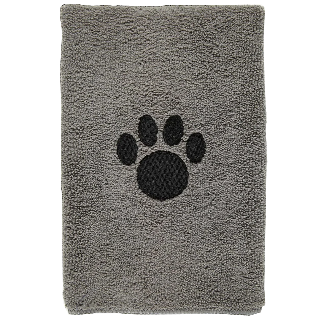 Bone Dry Pet Grooming Towel Embroidered Absorbent Microfiber – 15" x 30" Gray