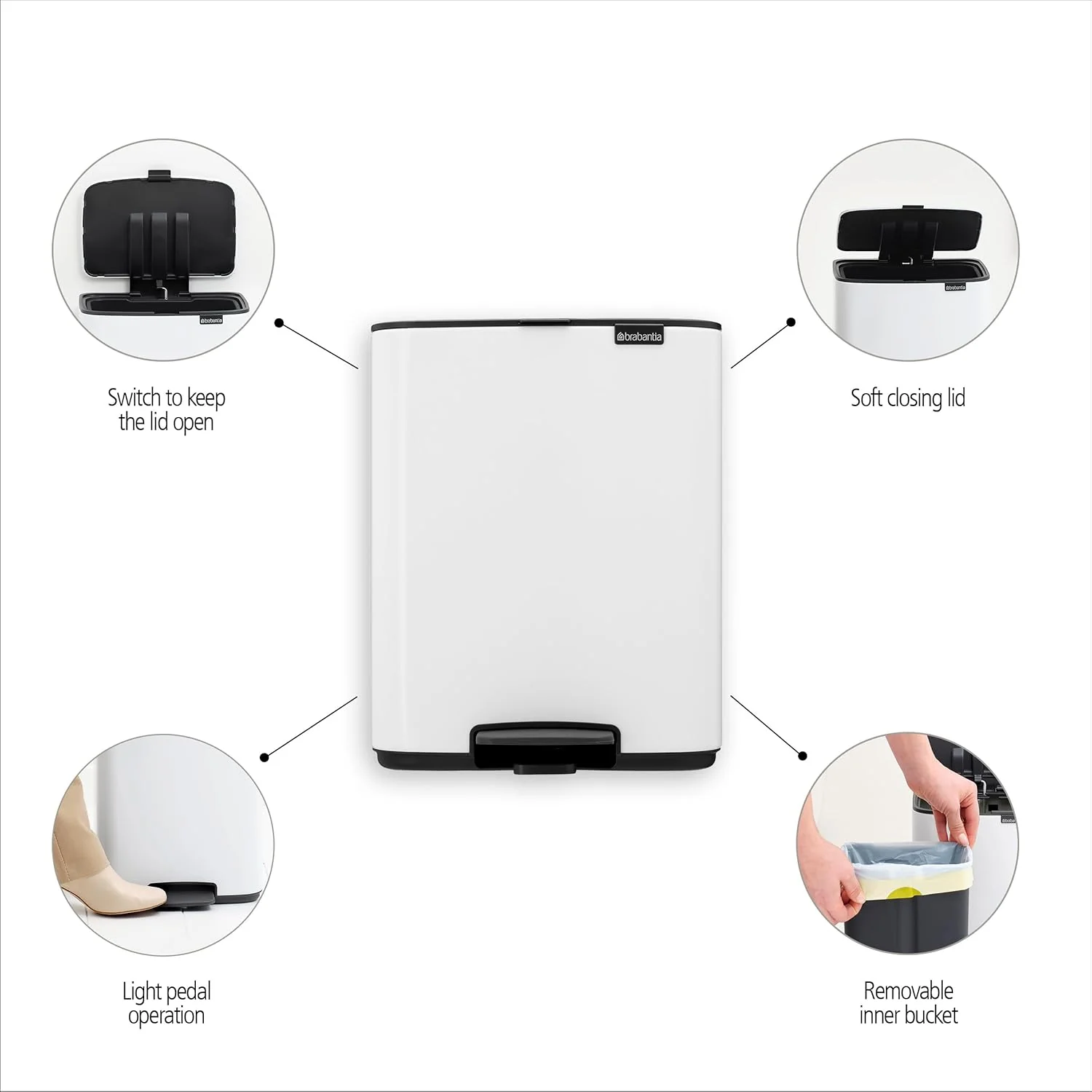 Brabantia Bo Small Step-On Trash Can β 3.2 Gal β White β LOCAL UPPER EAST SIDE DELIVERY ONLY - Image 3