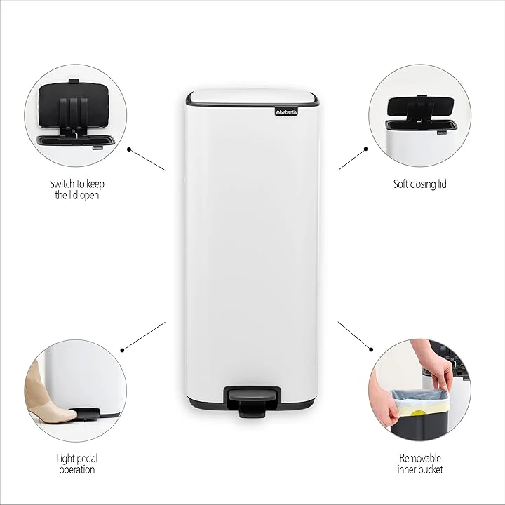 Brabantia Bo Step-On 8 Gallon Square Trash Can – White – LOCAL UPPER EAST SIDE DELIVERY ONLY (Copy) - Image 2