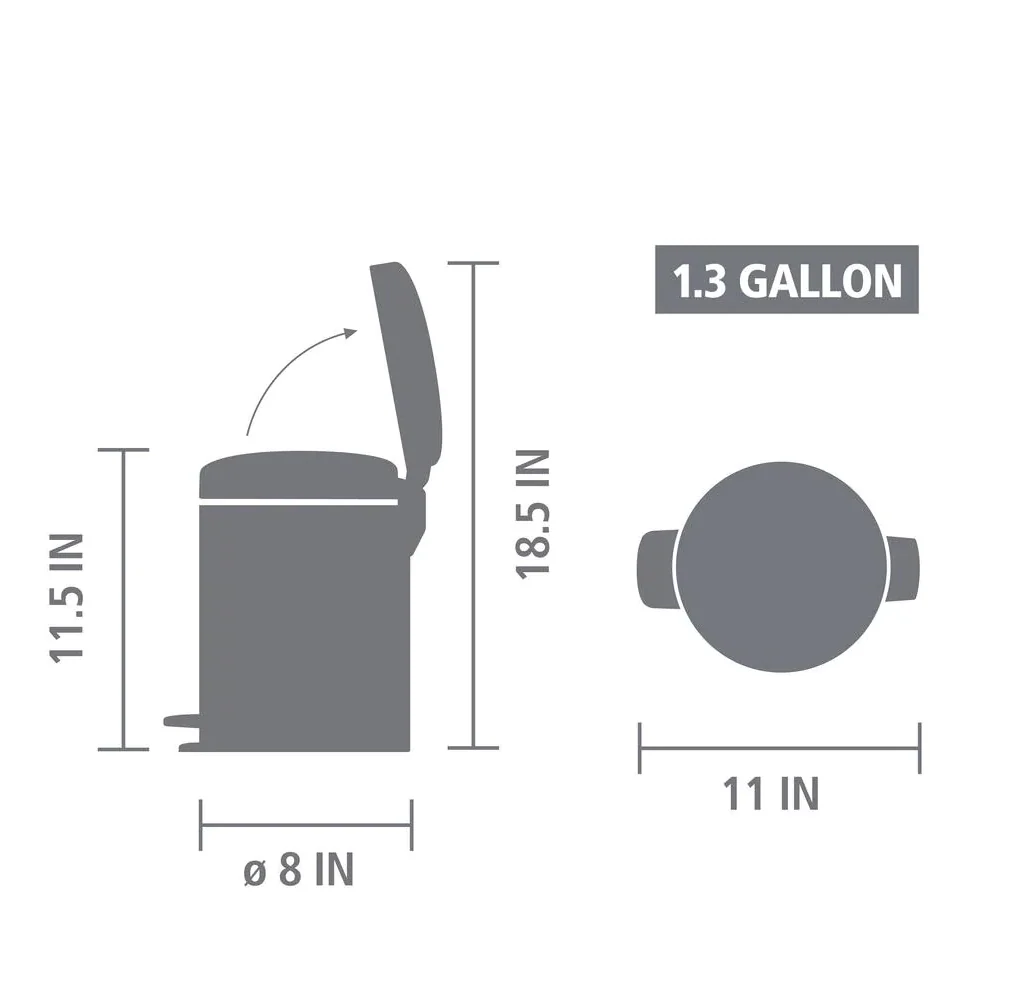 Brabantia NewIcon Matte Steel Fingerprint Proof Step-On Trash Can – 1.3 Gal. - Image 4