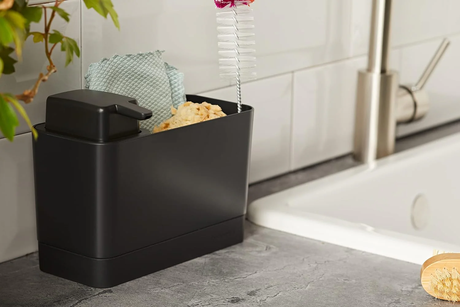 Brabantia Sink Organizer with Soap Pump Set – Dark Gray - Image 4