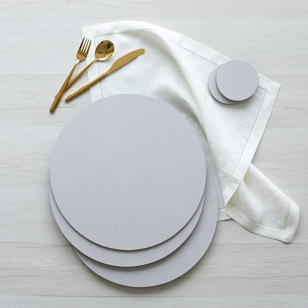 Canvas Felt-Backed Round Placemat – Linen - Image 2
