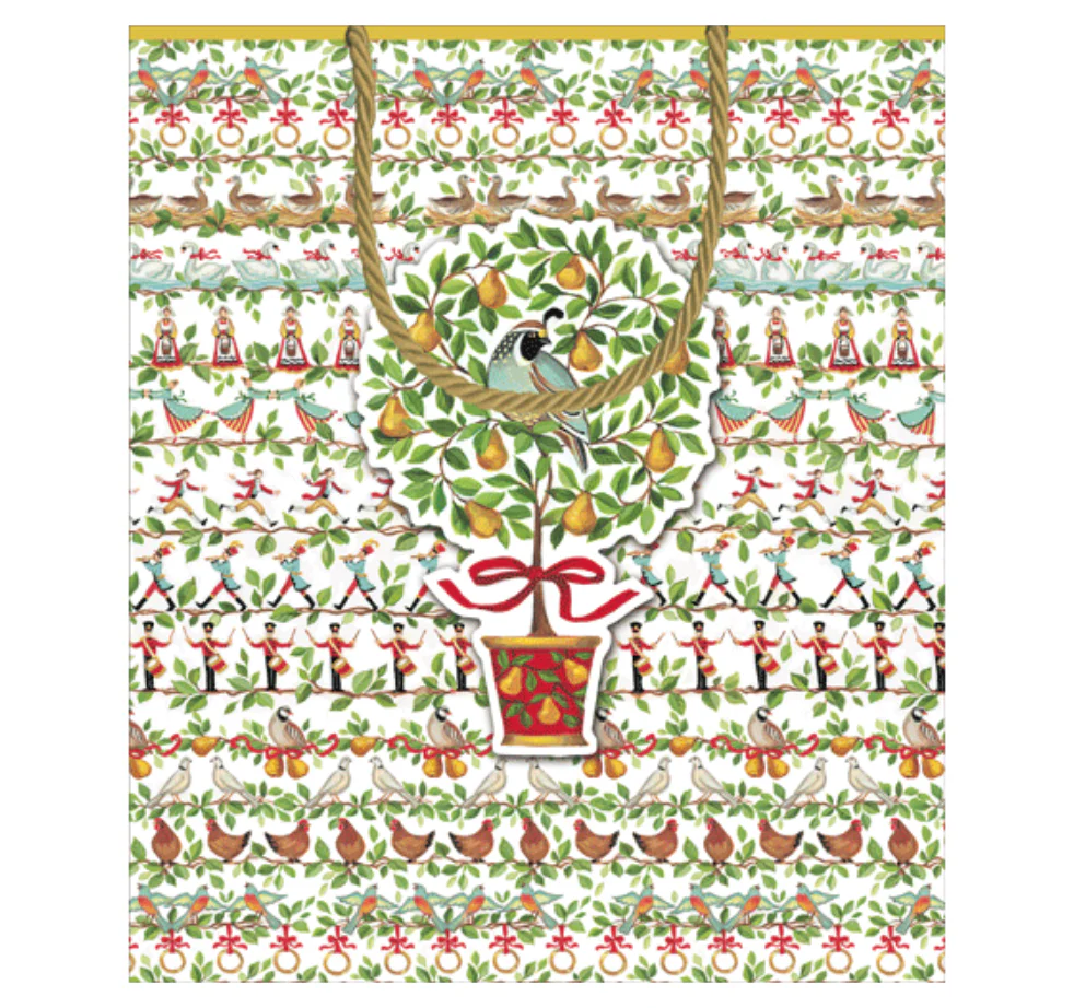 Caspari 12 Days of Christmas Large Gift Bag