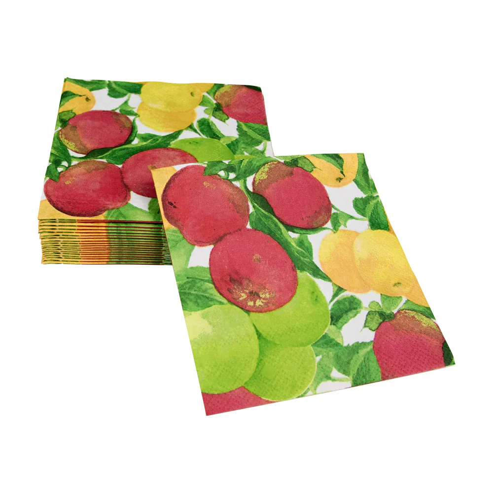 Caspari Apples Cocktail Napkins - Gold - 20pk ( - Image 2