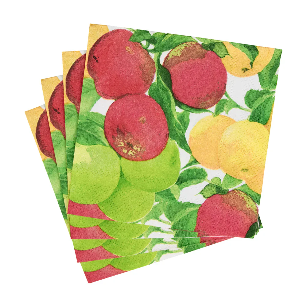 Caspari Apples Cocktail Napkins - Gold - 20pk ( - Image 3