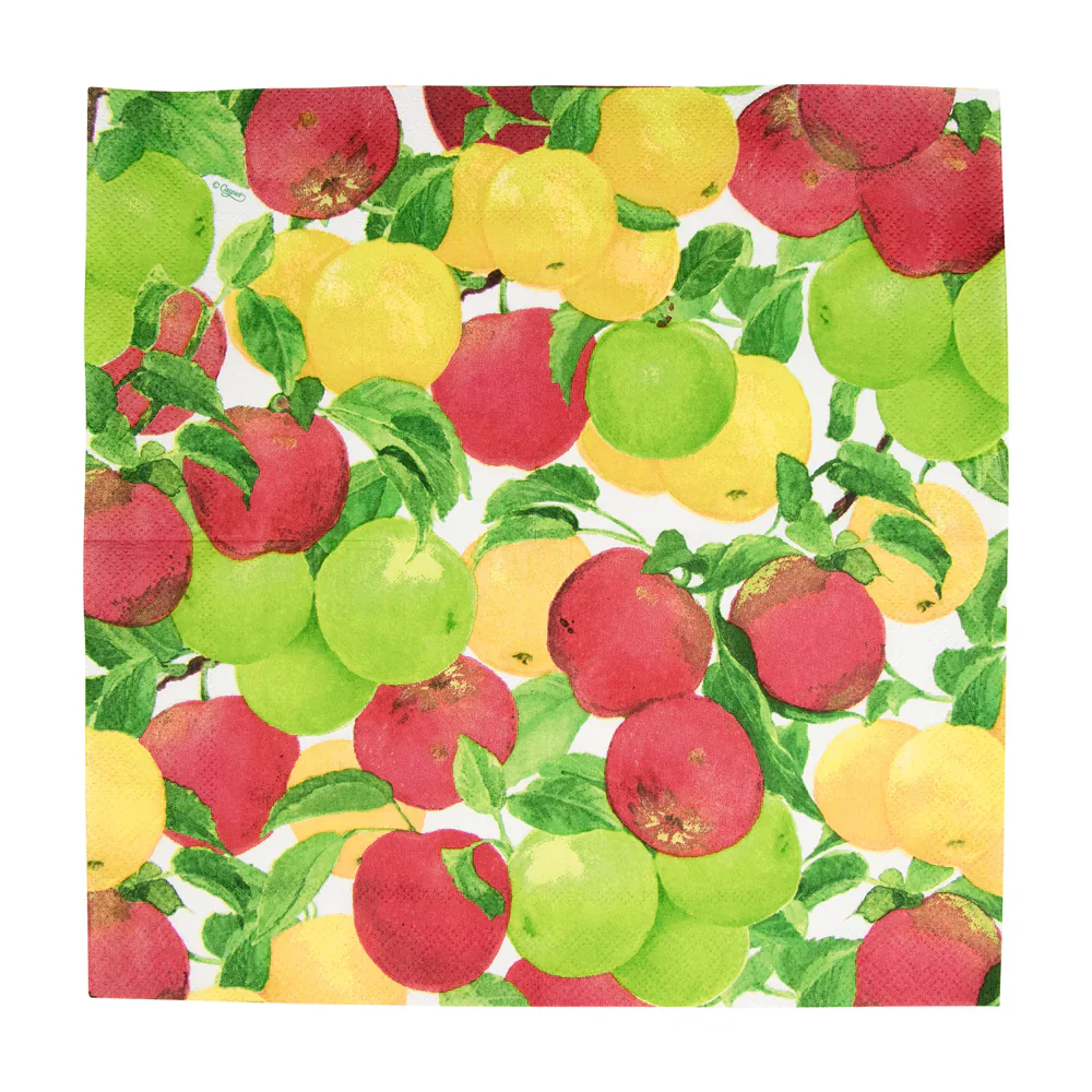 Caspari Apples Cocktail Napkins - Gold - 20pk ( - Image 4