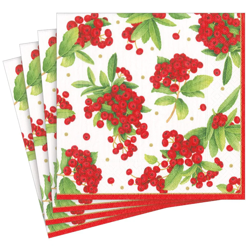 Caspari Christmas Berry Dinner Napkins β Red - 20pk - Image 2