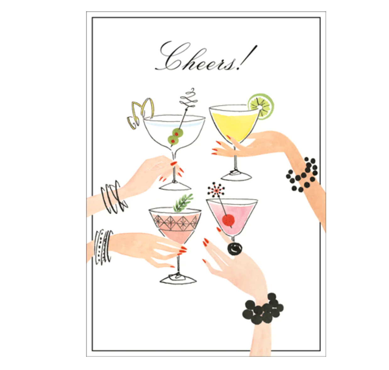 Caspari – Cheers To You Happy Birthday Card – 1 Card & 1 Envelope