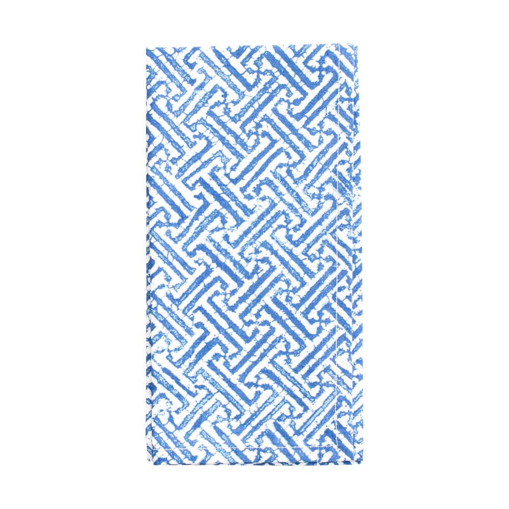 Caspari Cloth Dinner Napkins – Fretwork – Blue – Set of 4 - Image 2
