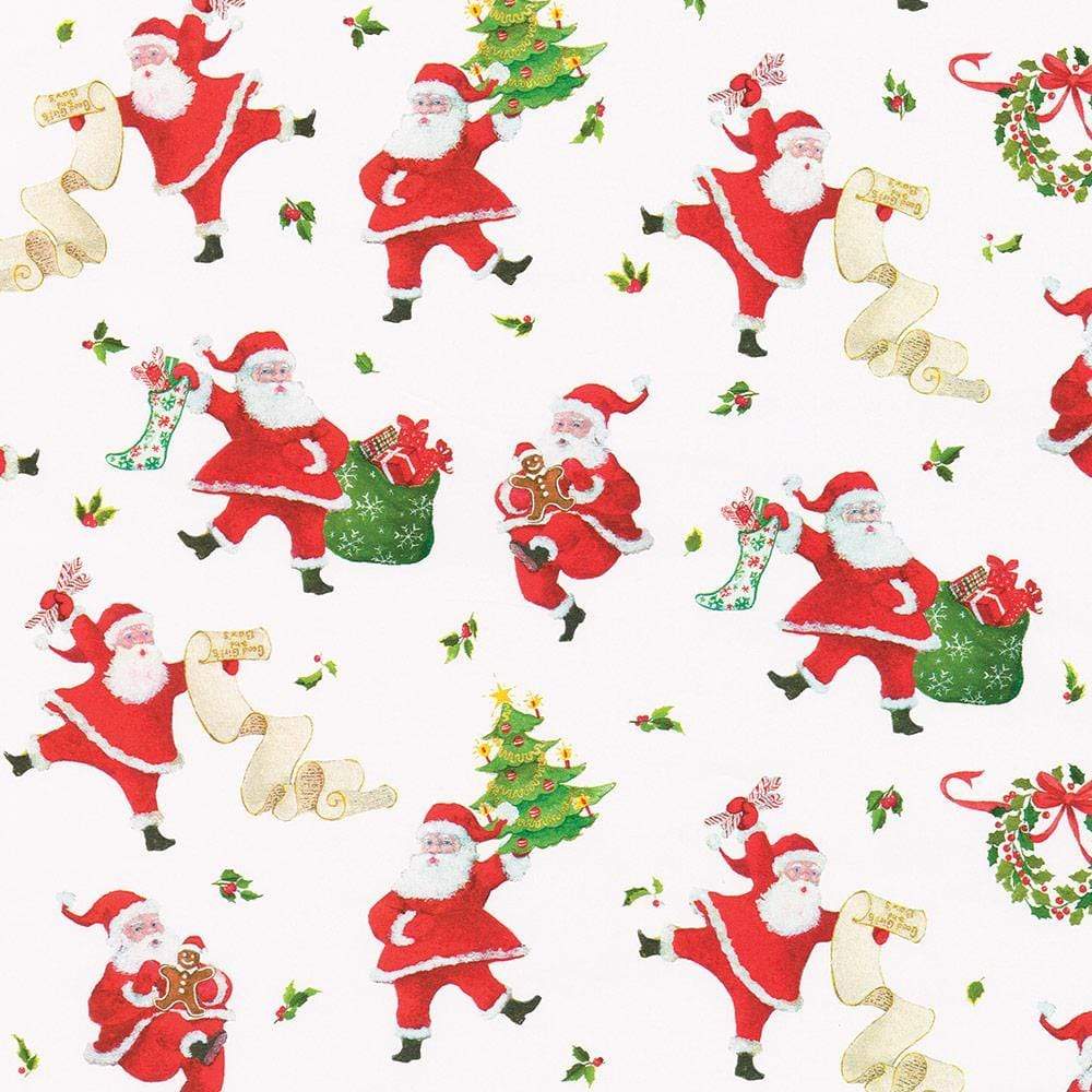 Caspari Dancing Santas Gift Wrap Paper - 30" x 8' Roll – Local Delivery Only - Image 2