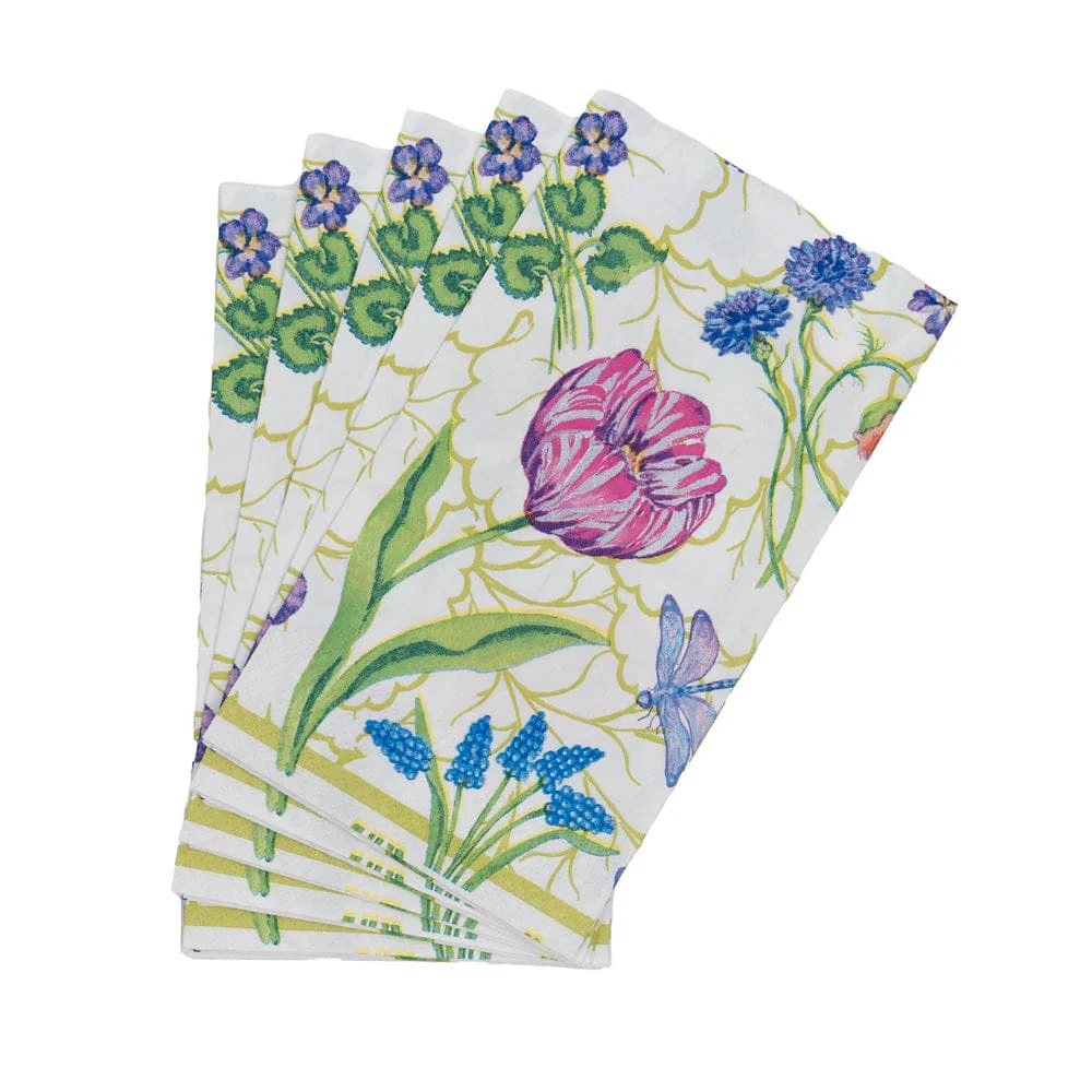 Caspari Floral Majolica Paper Guest Towel Napkins – 15 Pk - Image 2