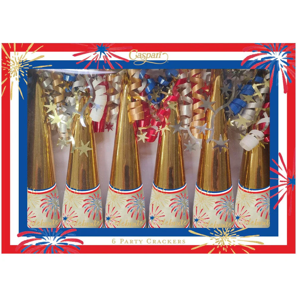 Caspari Fourth Of July Cone Party Crackers – 6 Pack